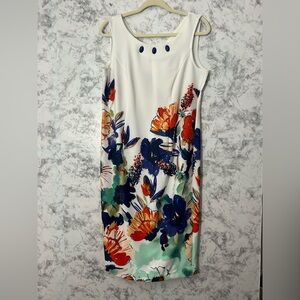 Vibrant Floral Midi Dress - White and Multicolor